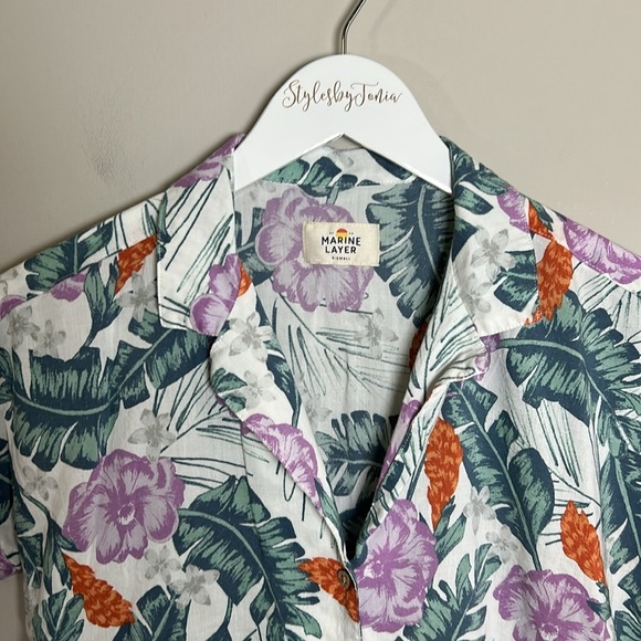 Marine Layer Venice Button Down Multi Floral Shirt Tropical Top XS - Picture 3 of 12